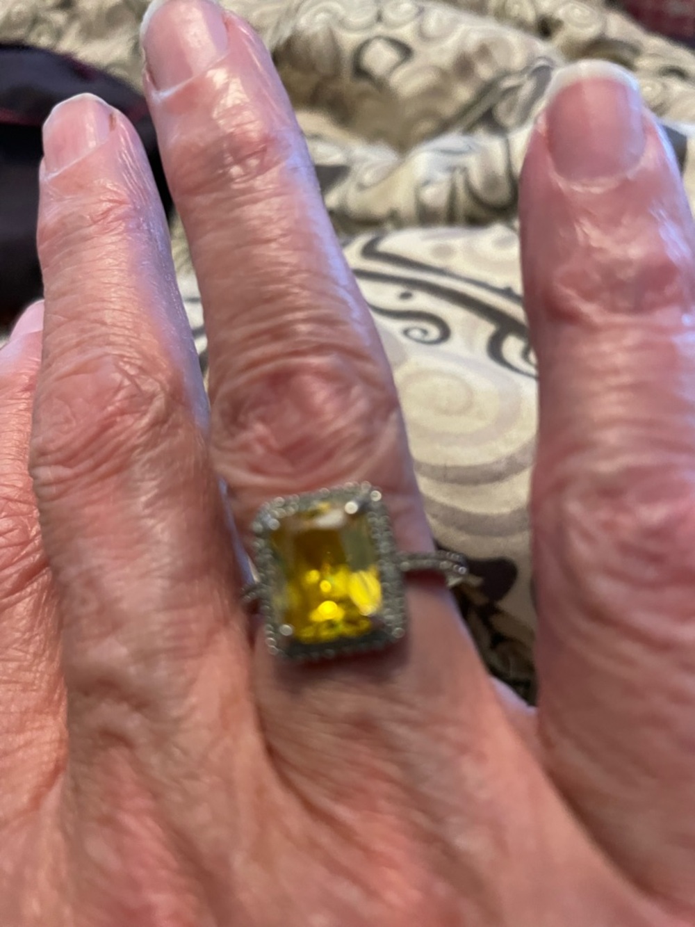 Yellow Gemstone Halo Ring - Women Jewelry